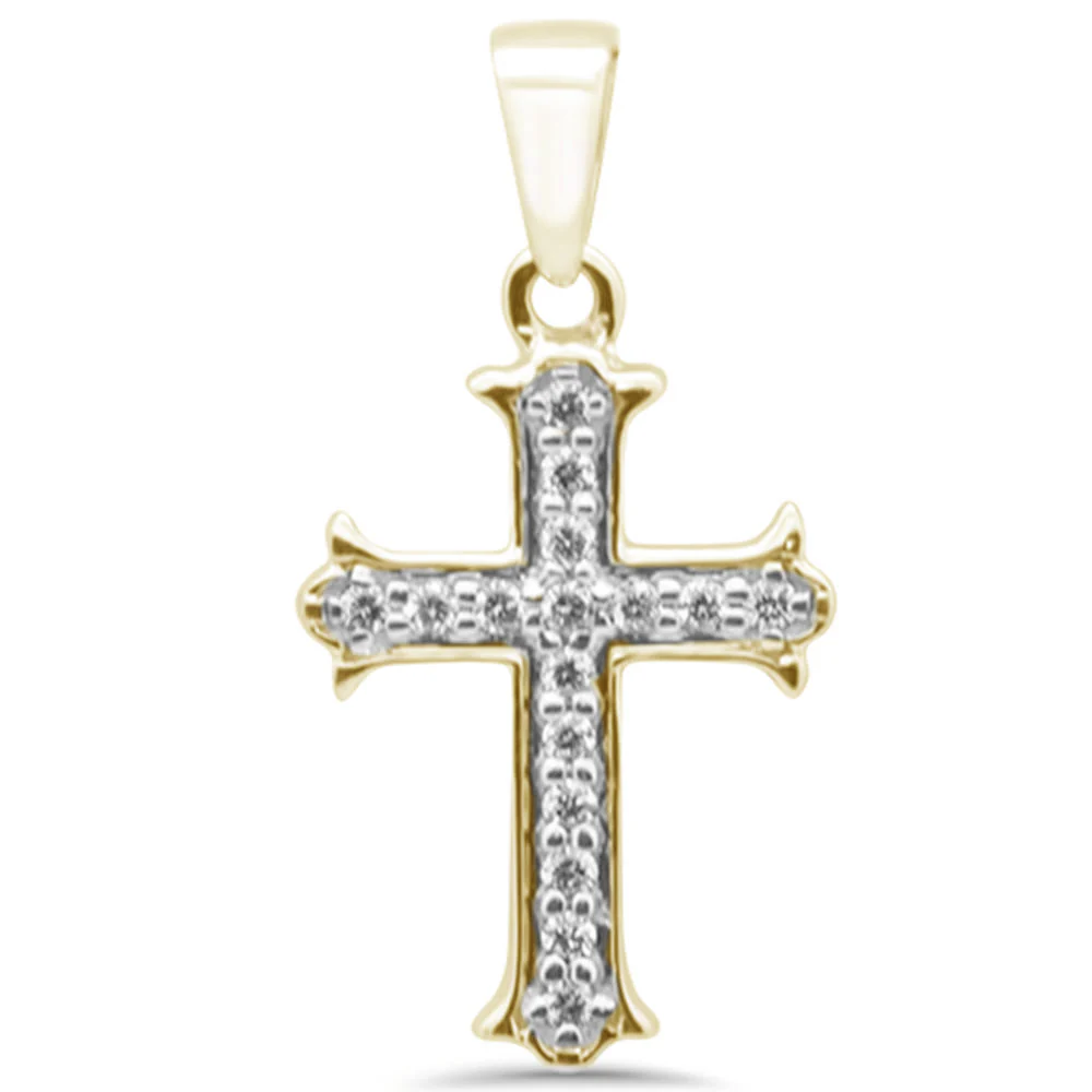<span>DIAMOND CLOSEOUT! </span>.08ct G SI 10K Yellow Gold Diamond Cross Pendant