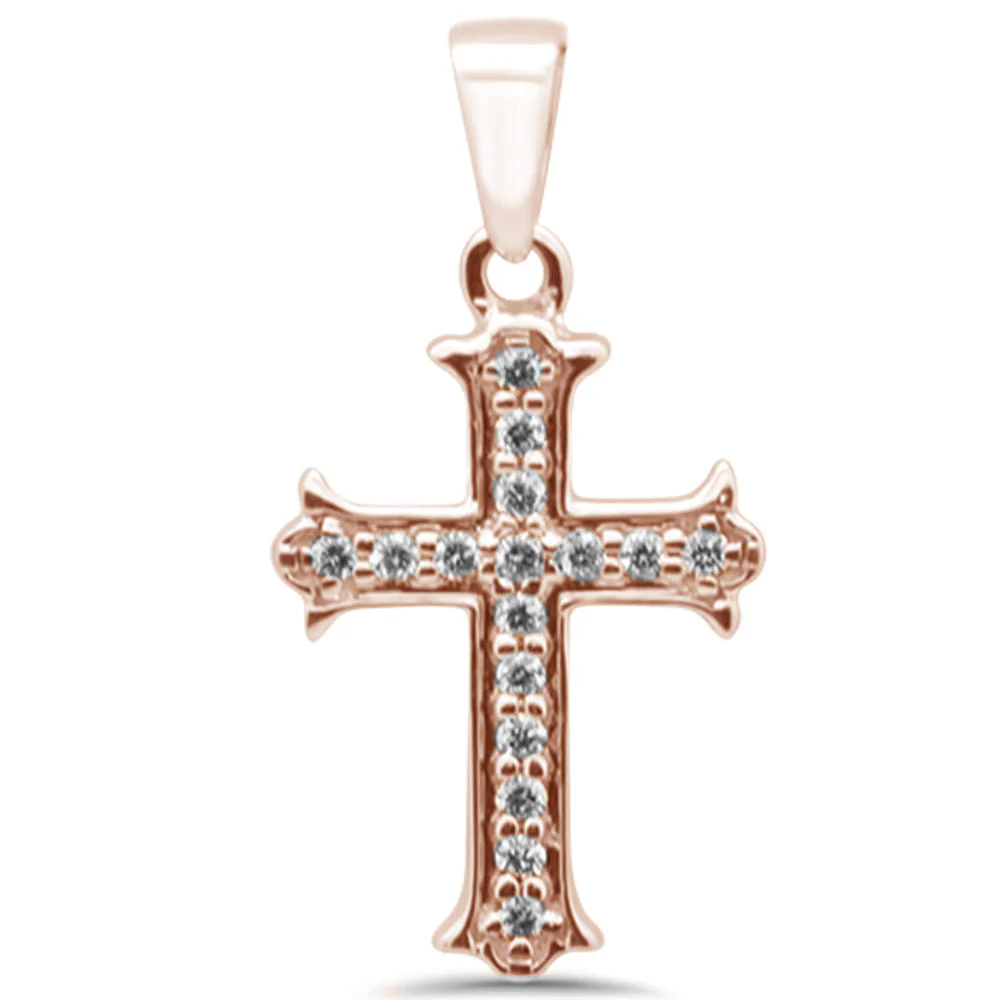 <span>DIAMOND CLOSEOUT! </span>.08ct G SI 10K Rose Gold Diamond Cross Pendant