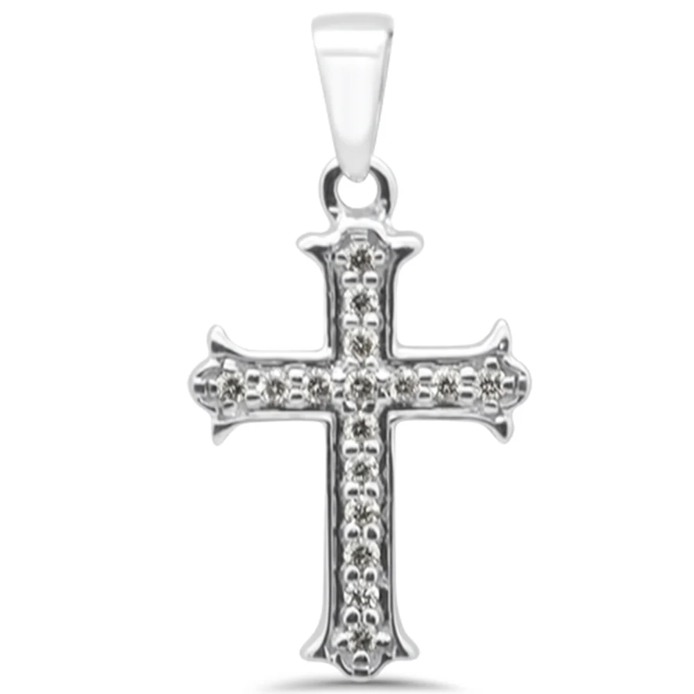 <span>DIAMOND CLOSEOUT! </span>.08ct G SI 10K White Gold Diamond Cross Pendant
