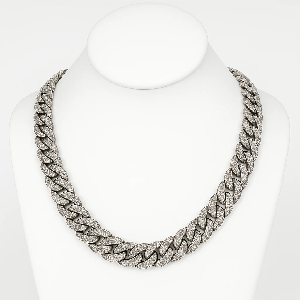 <span>DIAMOND CLOSEOUT! </span>18mm 37.0ct G SI 14K White Gold Diamond Cuban Link Chain 22"