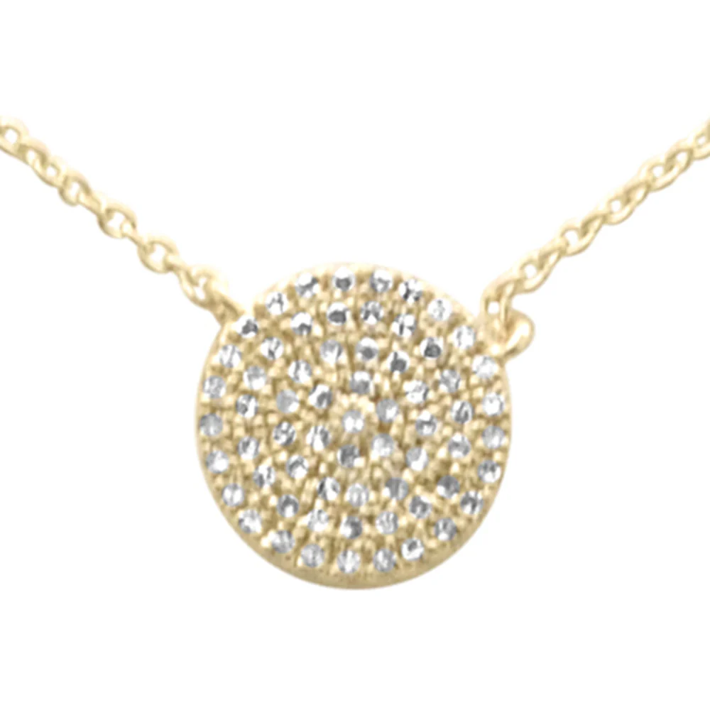 <span>DIAMOND CLOSEOUT! </span> .13ct G SI 14K Yellow Gold Diamond Round Circle Pendant Necklace 16" + 2" Ext.