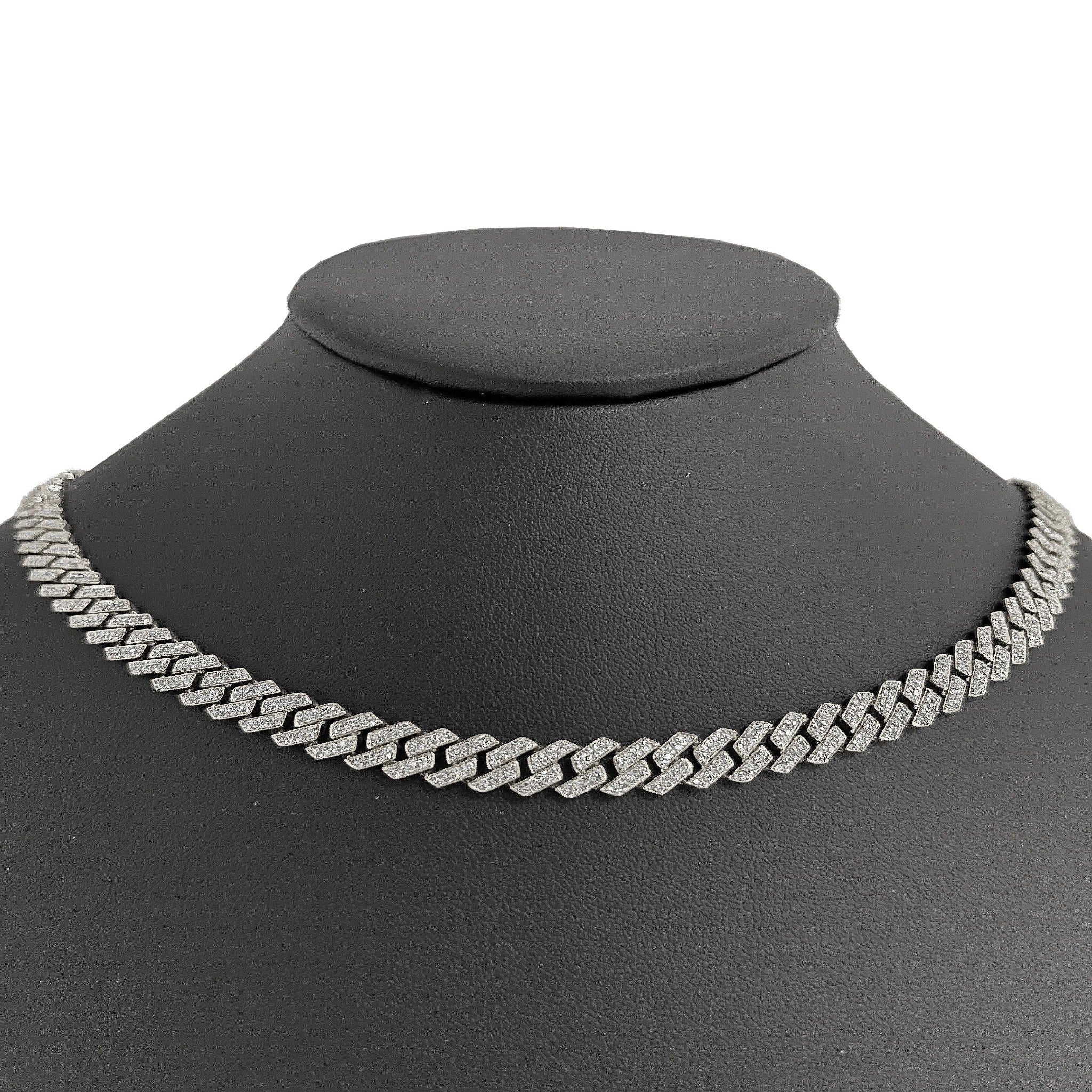 <span style="color:purple">SPECIAL!</span> 7MM 5.23ct G SI 14K White Gold Diamond Square Cuban Necklace 22"