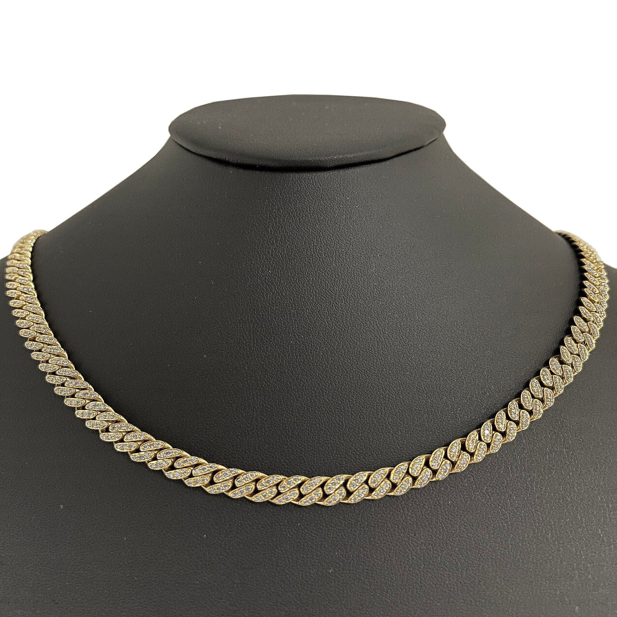 <span style="color:purple">SPECIAL!</span> 7mm 6.57ct G SI 14K Yellow Gold Diamond Round Cuban Necklace 22"