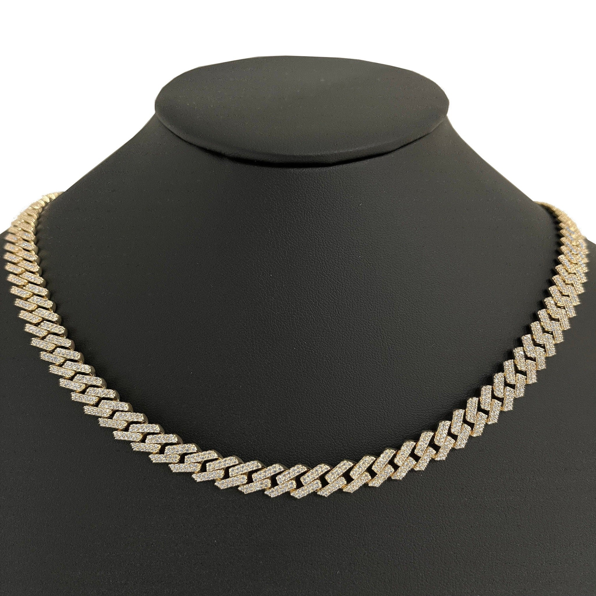 <span style="color:purple">SPECIAL!</span> 9MM 10.38ct 10KT Yellow Gold Diamond Square Cuban Link Necklace 22"
