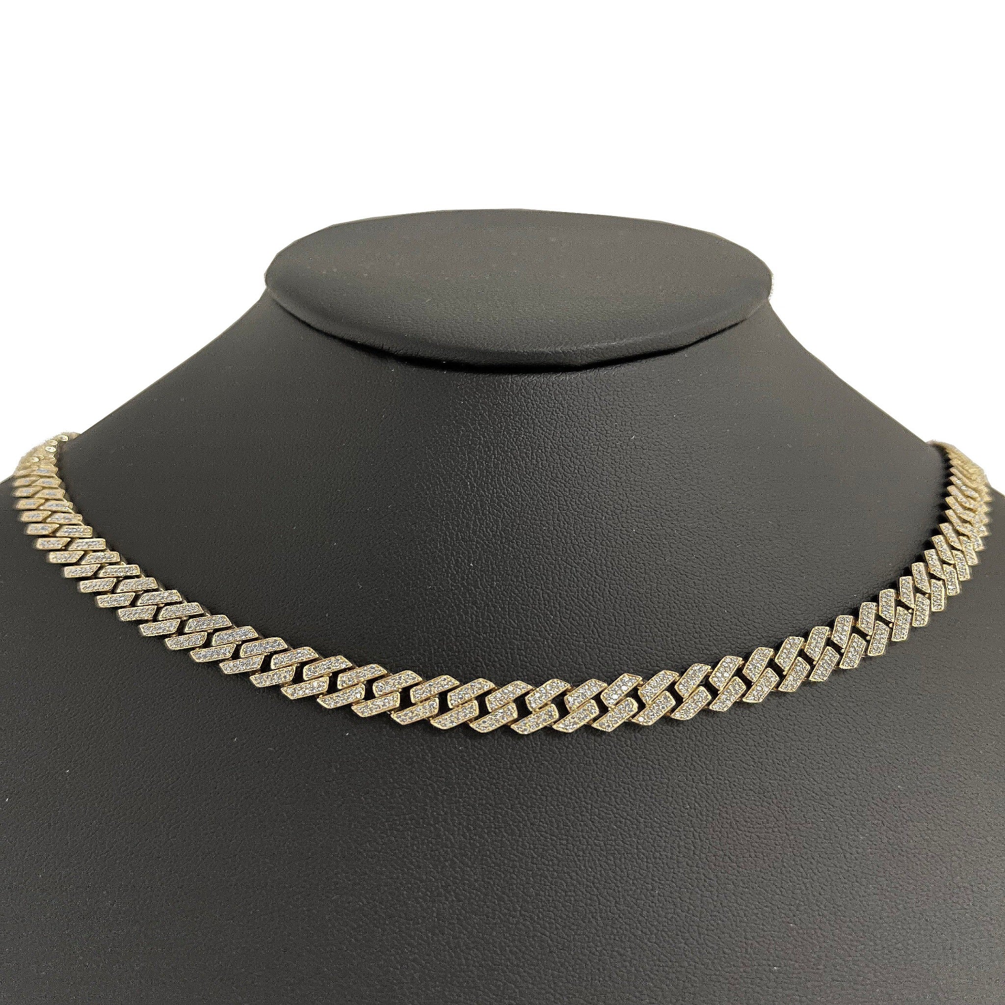 <span style="color:purple">SPECIAL!</span> 7MM 5.21ct G SI 14K Yellow Gold Diamond Square Cuban Necklace 22"