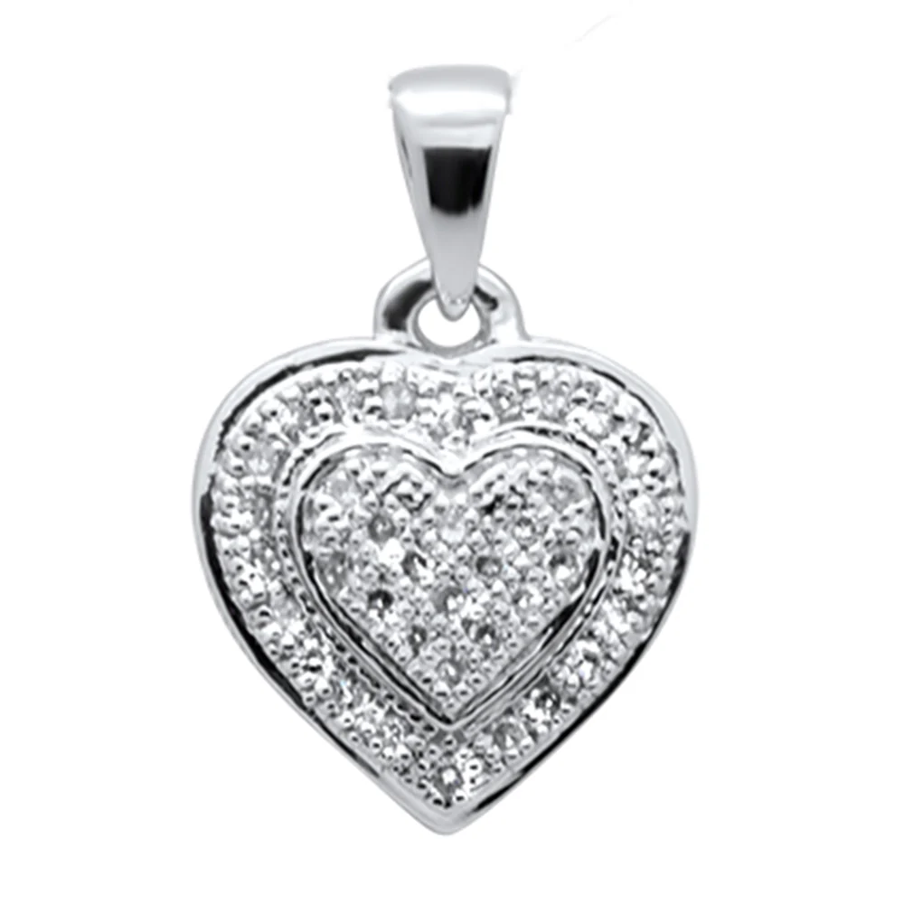 <span>DIAMOND CLOSEOUT! </span>.11ct G SI 10K White Gold Diamond Heart Pendant