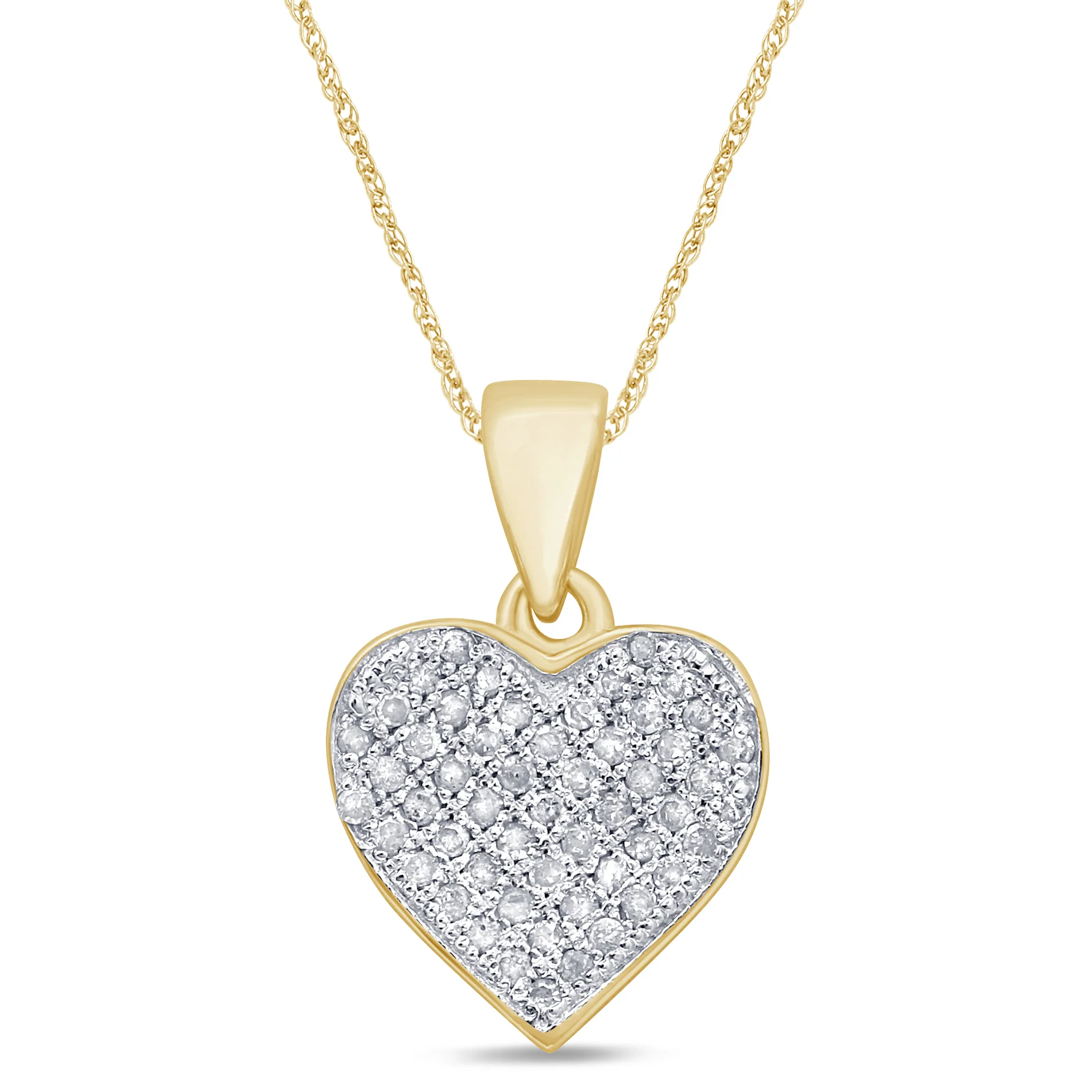 .15ct G SI 14K Yellow Gold Diamond Heart Pendant No Chain