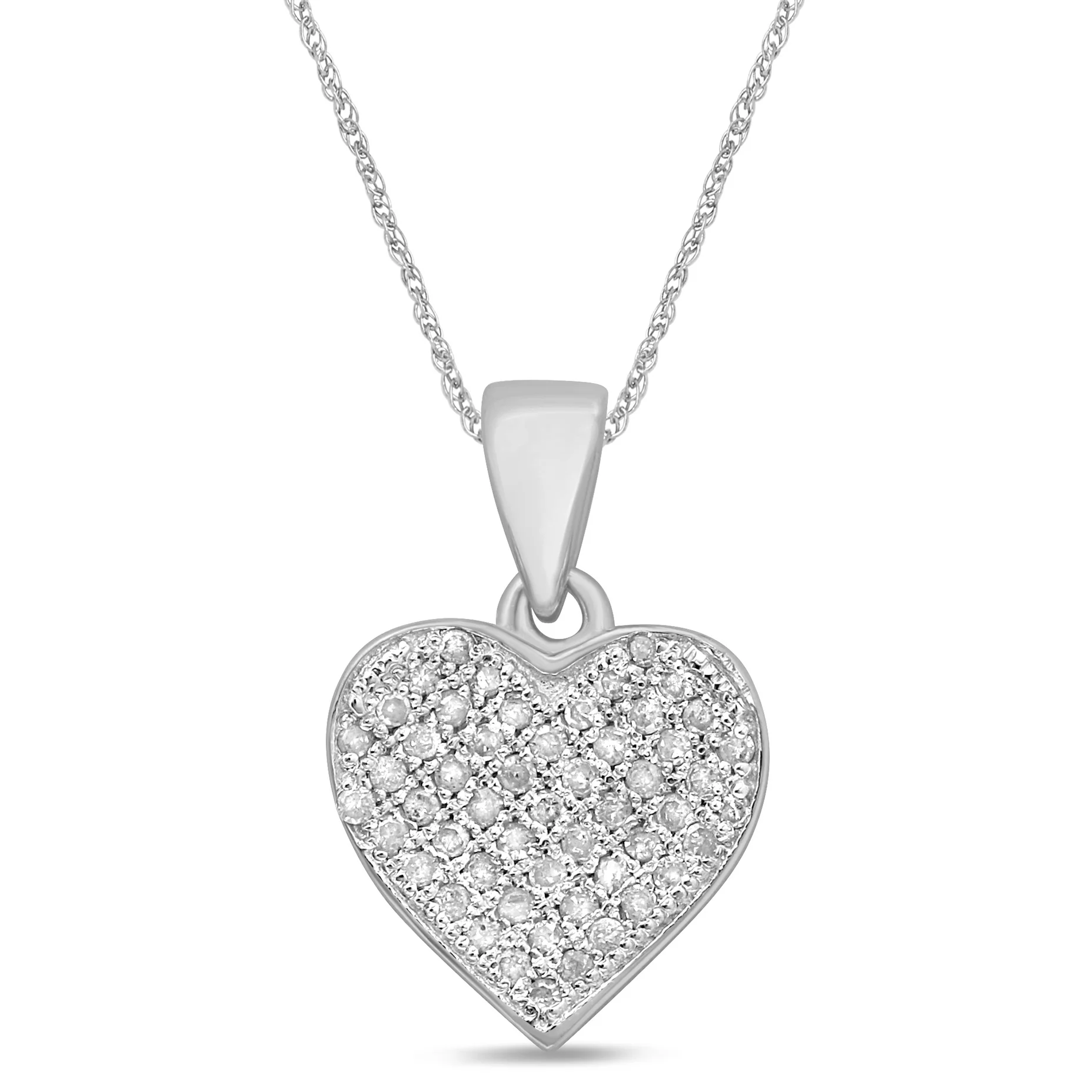 <span style="color:purple">SPECIAL!</span> .17ct G SI 14K White Gold Diamond Heart Pendant