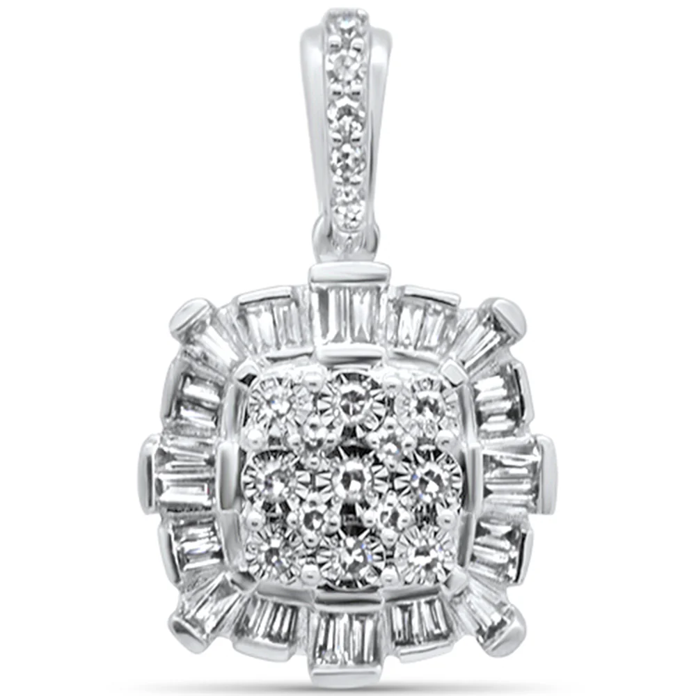 <span>DIAMOND CLOSEOUT! </span>.25ct G SI 14K White Gold Diamond Round & Baguette Pendant