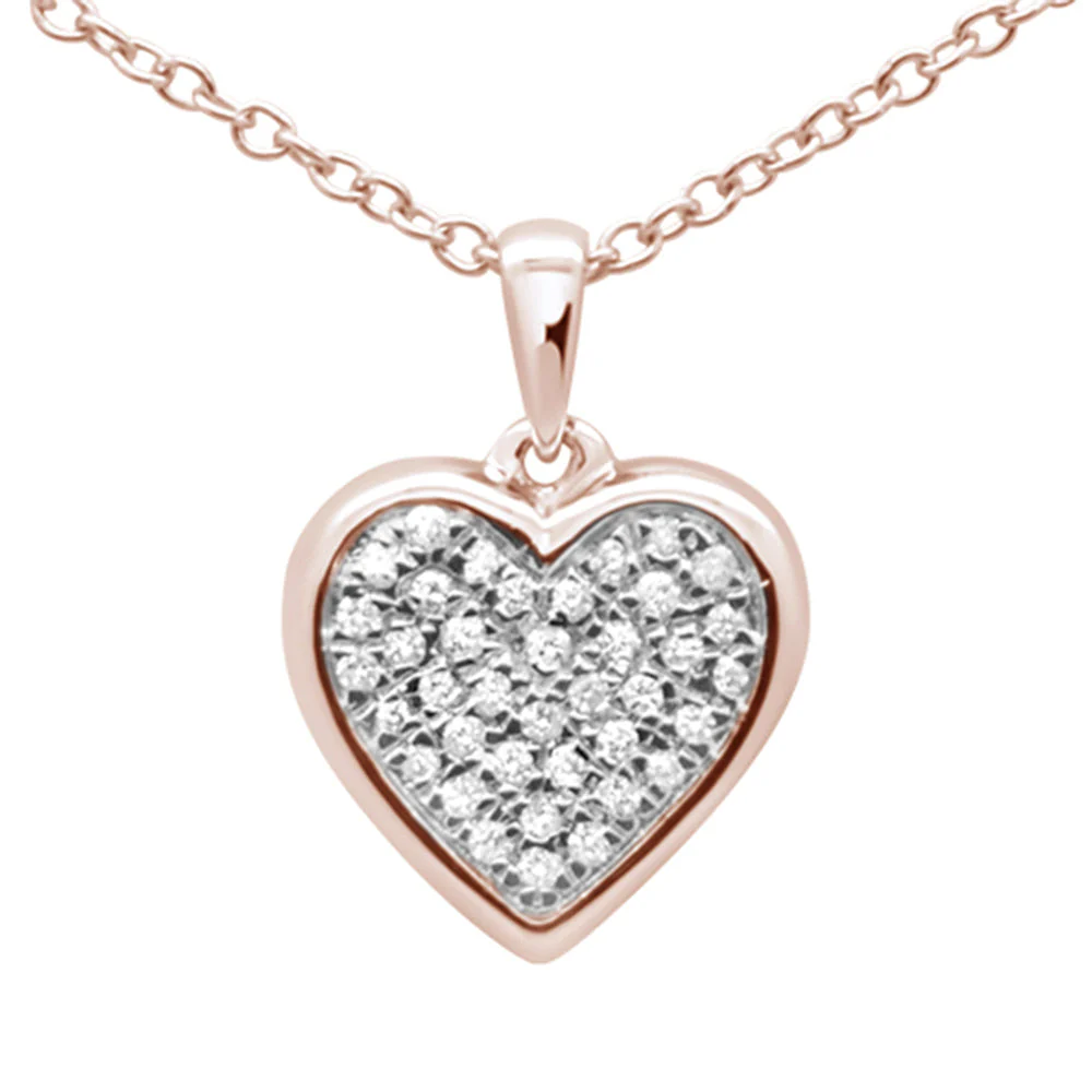 <span>DIAMOND CLOSEOUT! </span>.10ct G SI 14k Rose Gold Diamond Heart Diamond Pendant Necklace 18"