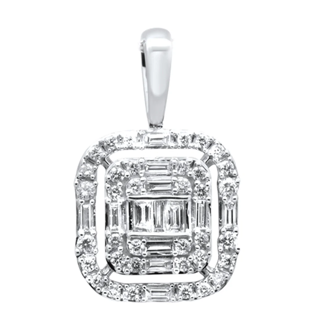 <span>DIAMOND CLOSEOUT! </span>.33ct G SI 14K White Gold Round & Baguette Diamond Pendant