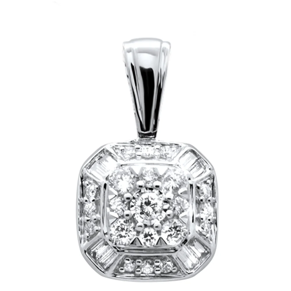 <span>DIAMOND CLOSEOUT! </span>.25ct G SI 14K White Gold Round & Baguette Diamond Pendant