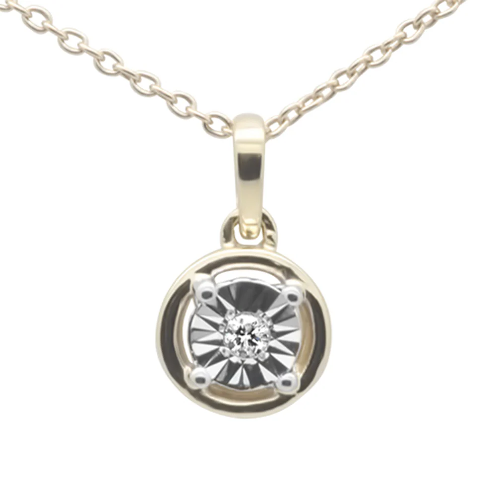 <span>DIAMOND CLOSEOUT! </span>.03ct G SI 10K Yellow Gold Miracle Illusion Pendant Necklace 18" Chain