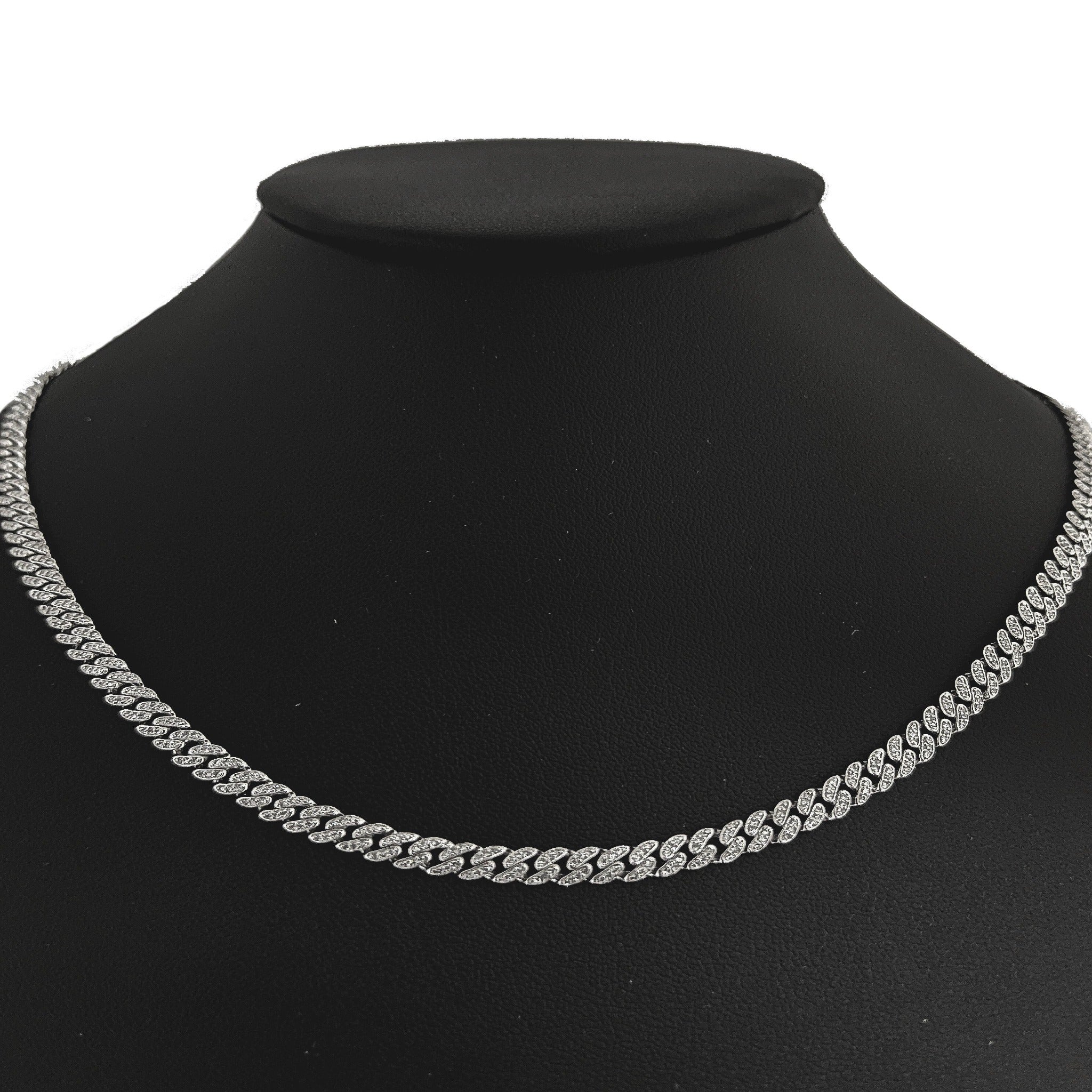 <span style="color:purple">SPECIAL!</span> 4mm 2.58ct G SI 14k White Gold Round Diamond Cuban Necklace 22"