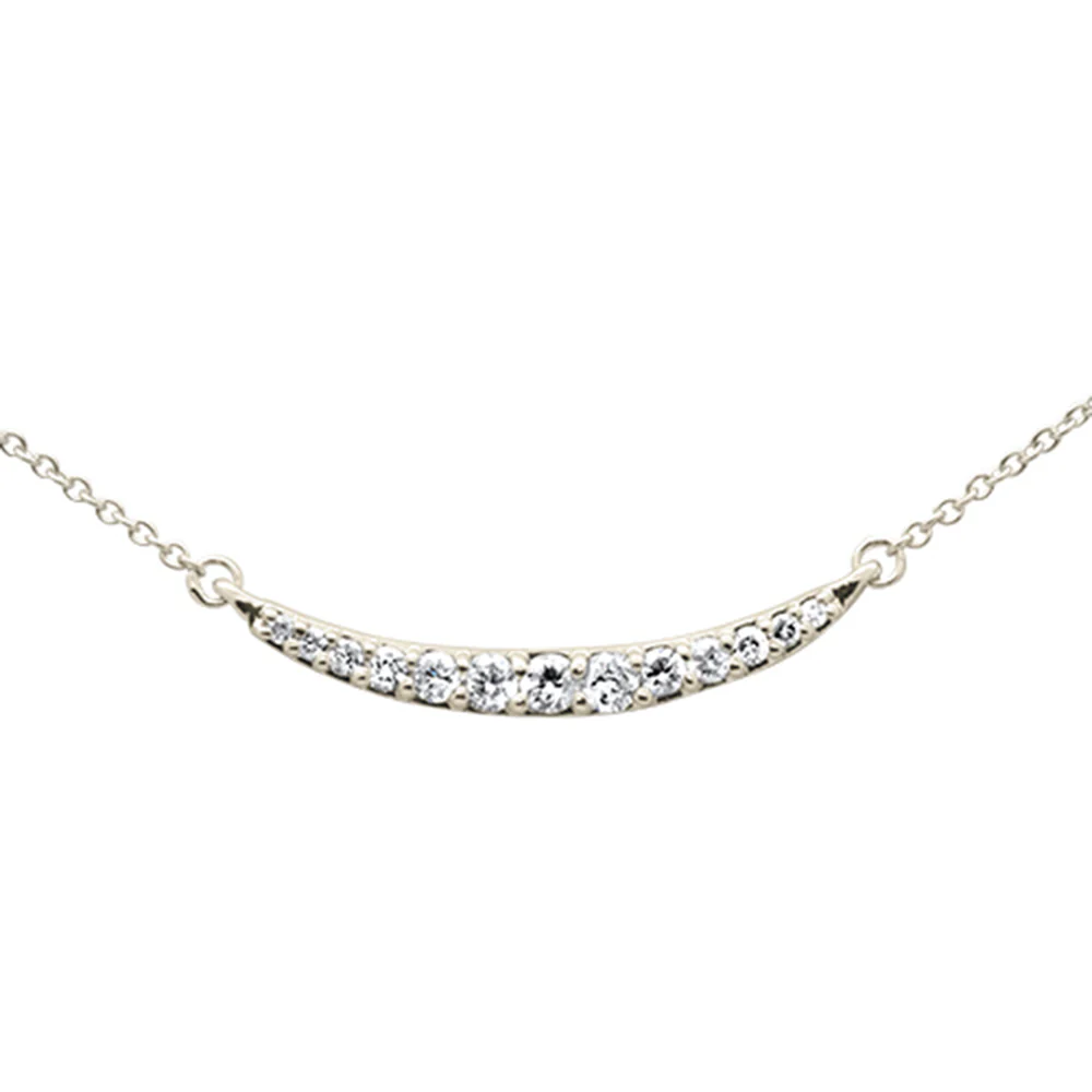 <span>DIAMOND CLOSEOUT! </span> .25ct G SI 14K Yellow Gold Curve Bar Round Diamond Pendant Necklace 18" Long - Image 2