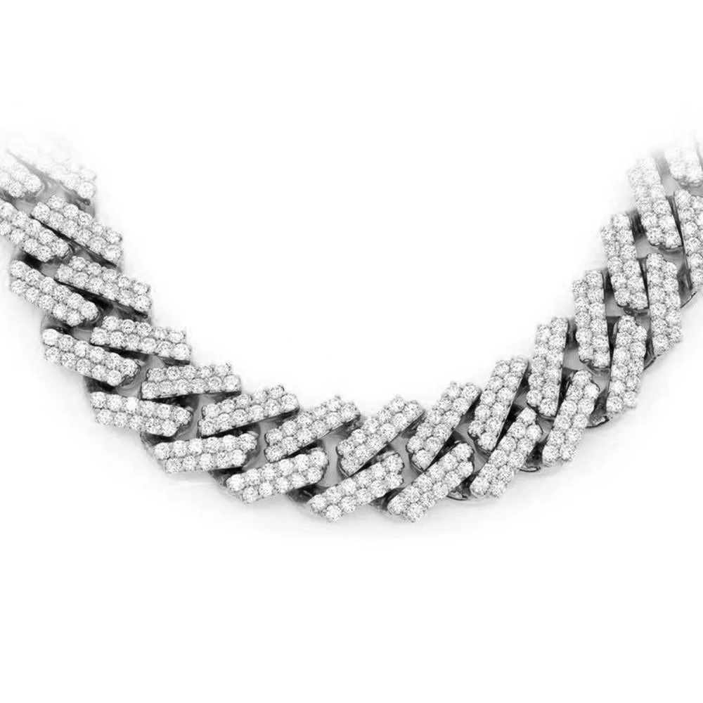 <span style="color:purple">SPECIAL!</span> 7MM 4.95ct G SI 14K White Gold Diamond Square Cuban Necklace 22" - Image 2