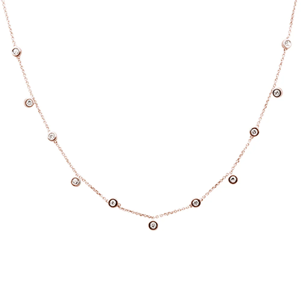 <span>DIAMOND CLOSEOUT! </span> .33ct G SI 14K Rose Gold Diamond by the Yard Necklace 18"