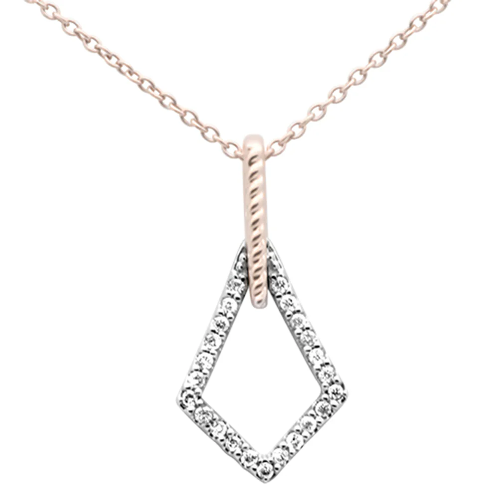 <span style="color:purple">SPECIAL!</span> .10ct G SI 14K Rose Gold Diamond Drop Necklace Pendant 18"