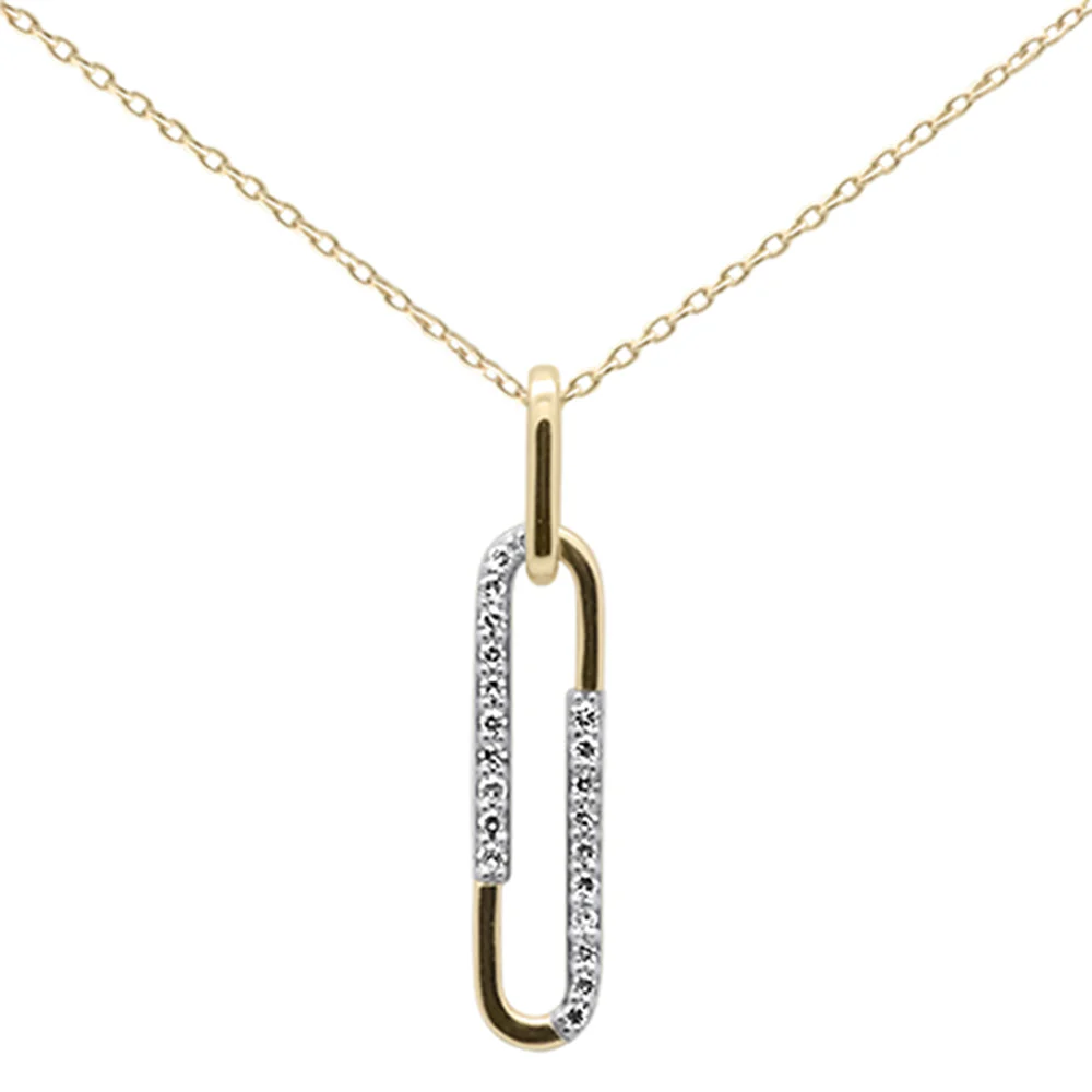 <span>DIAMOND CLOSEOUT! </span>.09ct G SI 14K Yellow Gold Diamond Paperclip Pendant Necklace 18" Long
