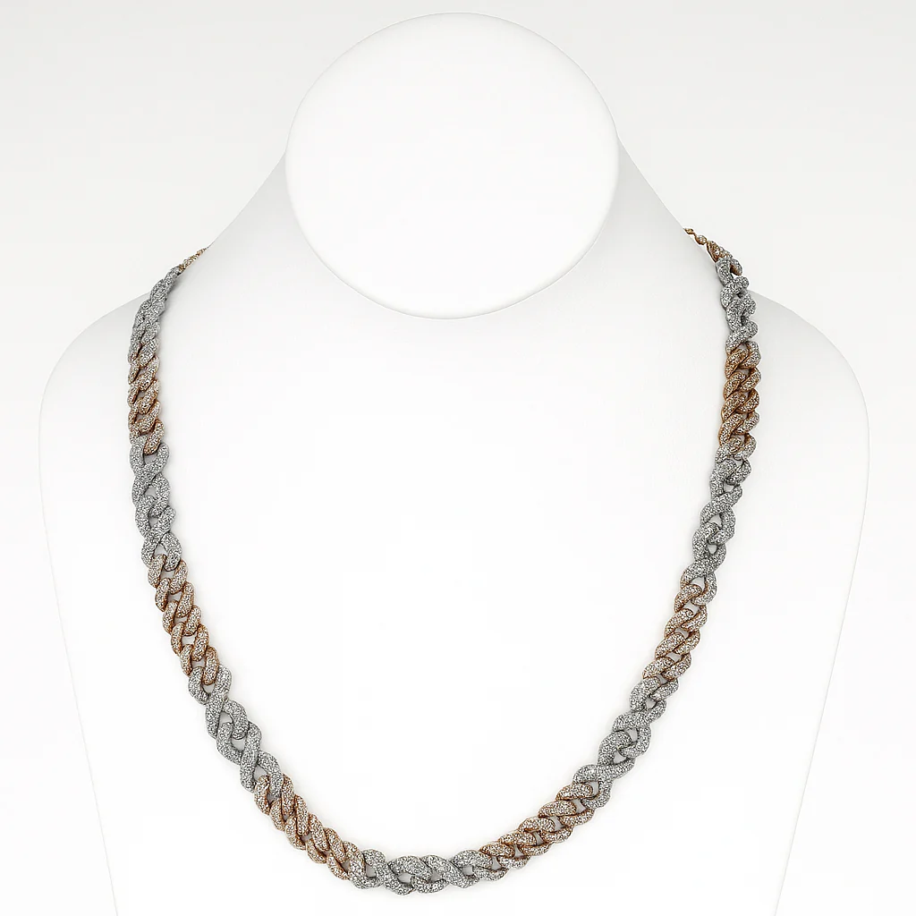 <span>DIAMOND CLOSEOUT! </span>19.96ct G SI 14K Two Tone Gold Diamond Infinity Necklace 22" Long