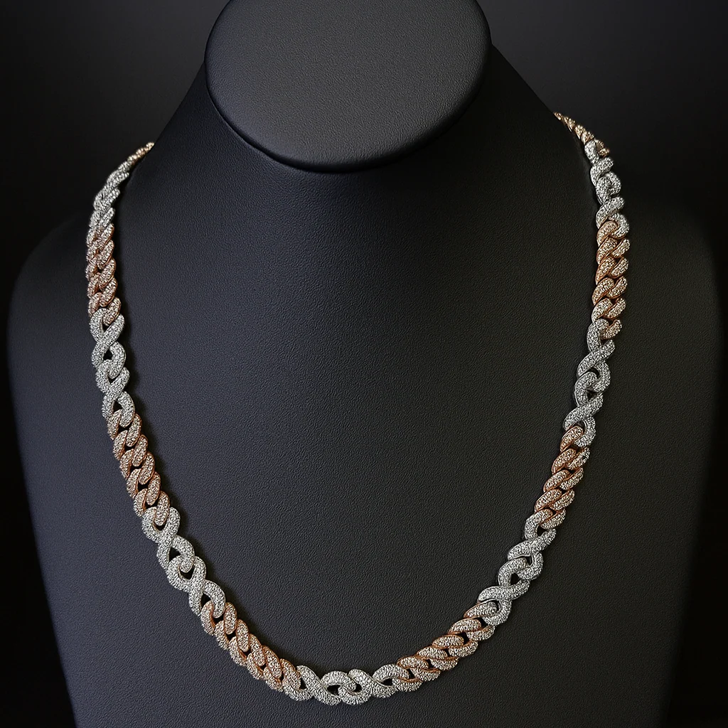 <span>DIAMOND CLOSEOUT! </span>19.96ct G SI 14K Two Tone Gold Diamond Infinity Necklace 22" Long - Image 2