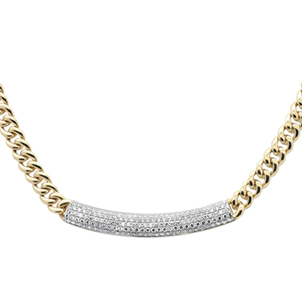 <span style="color:purple">SPECIAL!</span> 2.42ct G SI 14K Yellow Gold Diamond Curb Pendant Necklace 16"