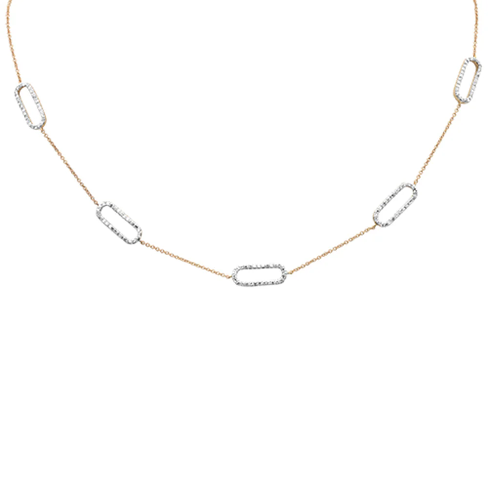 <span>DIAMOND CLOSEOUT! </span> .65ct G SI 14K Yellow Gold Diamond Paperclip Style Chain Necklace Pendant