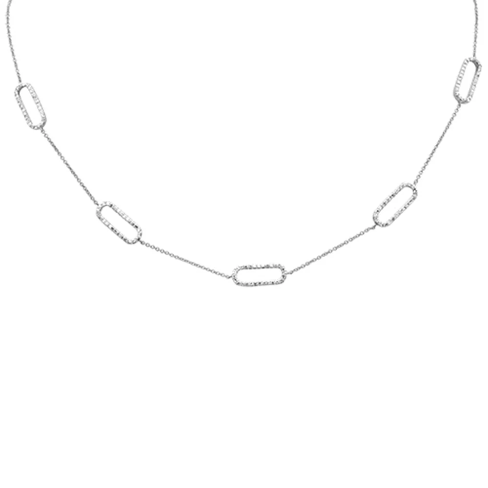 <span>DIAMOND CLOSEOUT! </span> .67ct G SI 14K White Gold Diamond Paperclip Style Chain Necklace Pendant