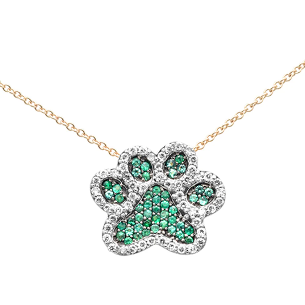 <span>GEMSTONE CLOSEOUT! </span> .47ct G SI 14K Yellow Gold Diamond & Natural Gemstones Dog Paw Necklace Pendant - Image 2