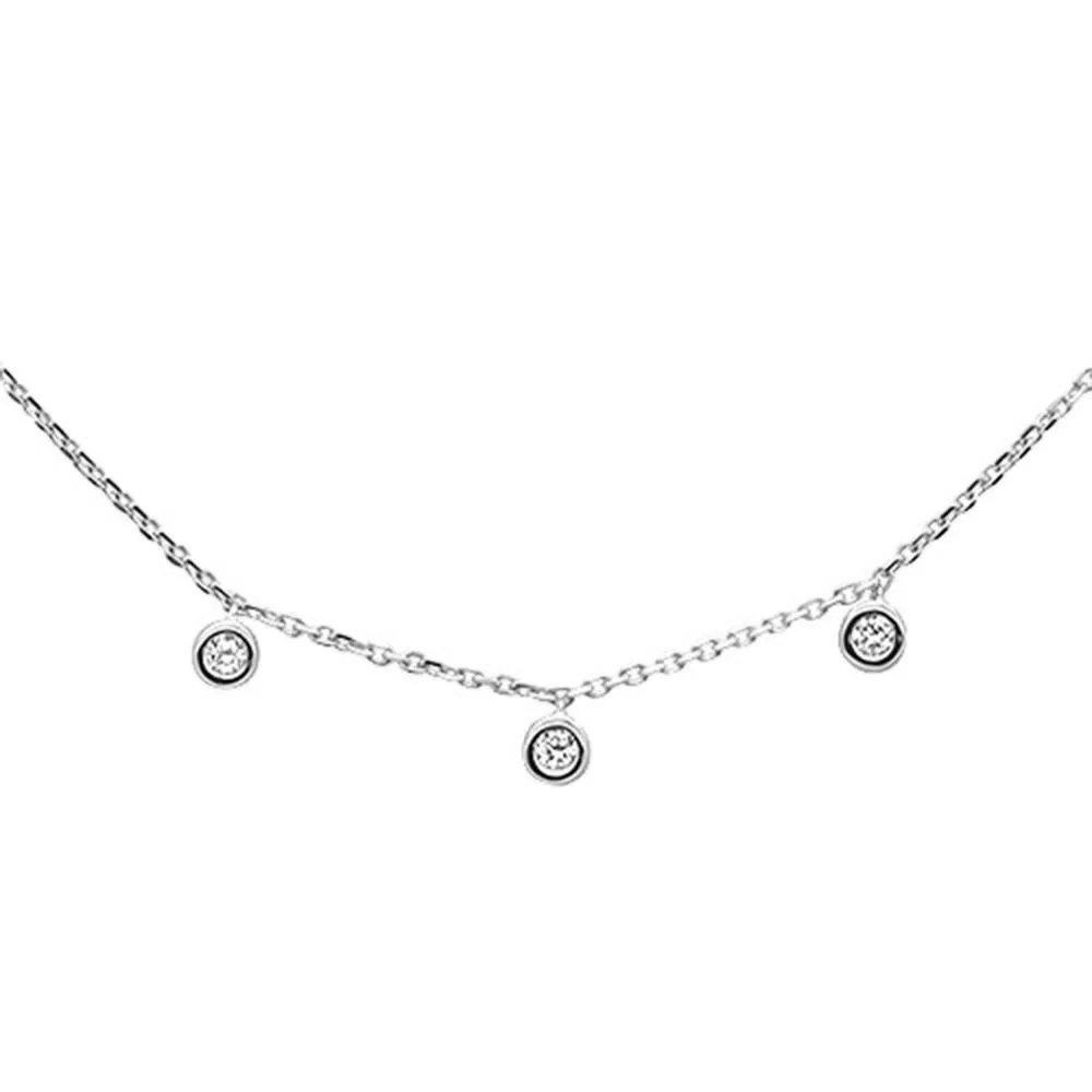 <span>DIAMOND CLOSEOUT! </span> .07ct 14k White Gold Diamond Station Bezel Necklace 18"