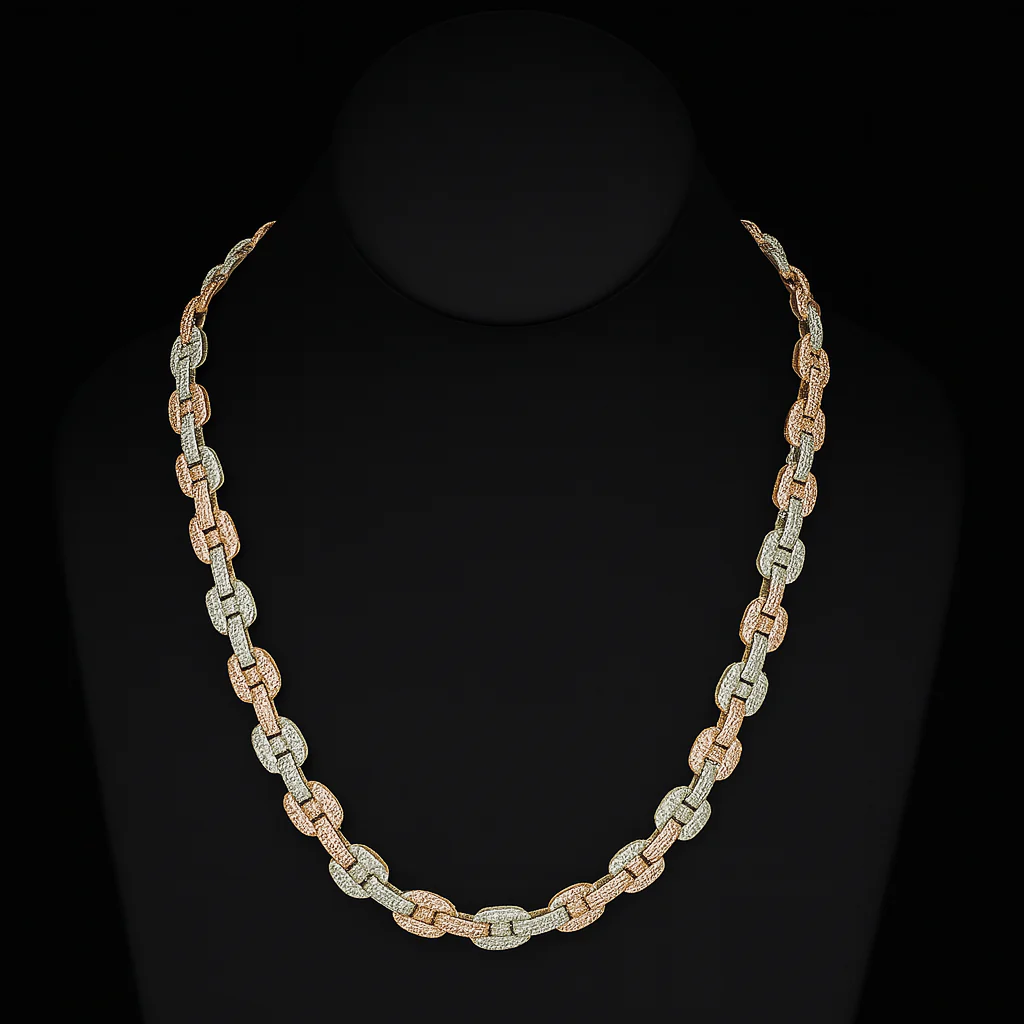 <span>DIAMOND  CLOSEOUT! </span> 15.95ct G SI 14K Two Tone Iced Out Diamond Round & Baguette Necklace 22" - Image 2