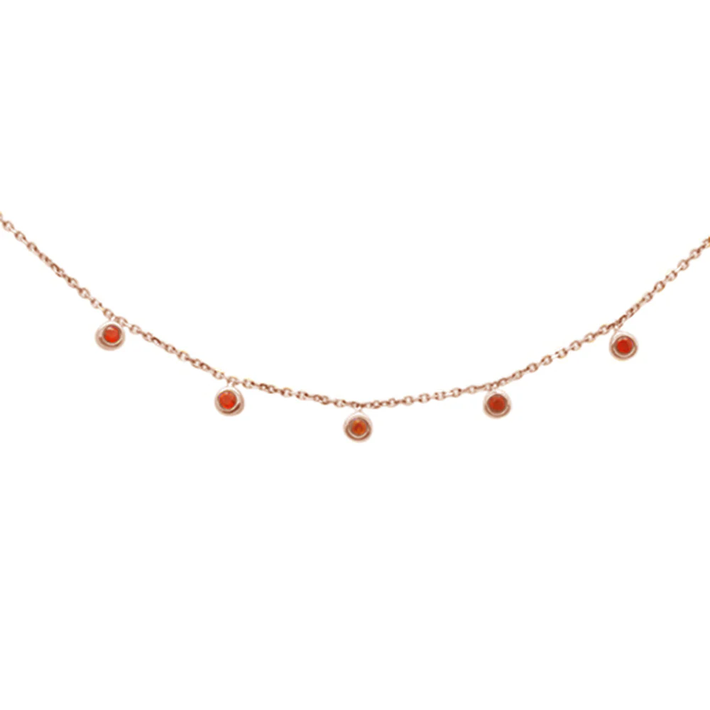 <span>GEMSTONE CLOSEOUT! </span> .14ct 14K Rose Gold Natural Ruby Gemstone by the Yard Pendant Necklace 18"