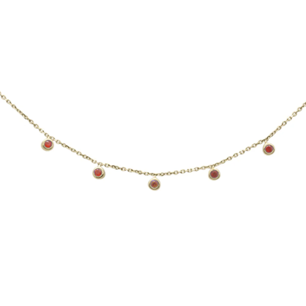 <span>DIAMOND CLOSEOUT! </span> .15ct 14K Yellow Gold Natural Ruby Gemstone by the Yard Pendant Necklace 18"