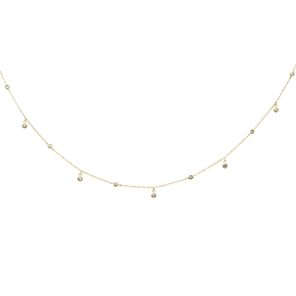 <span>DIAMOND CLOSEOUT! </span> .23ct G SI 14K Yellow Gold Diamond Diamond By the Yard Pendant Necklace 18"