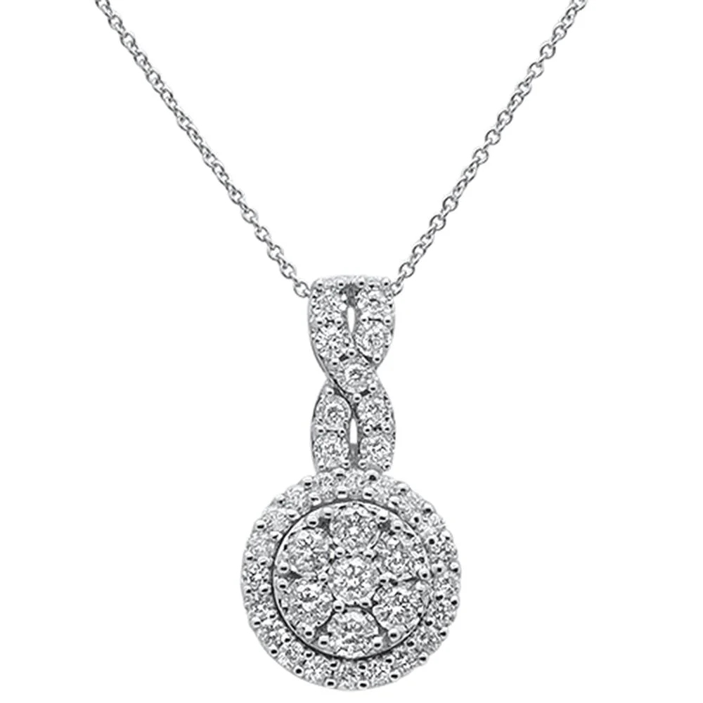 <span>DIAMOND CLOSEOUT! </span>1.05ct 14k White Gold Diamond Infinity Round Halo Pendant Necklace 18"