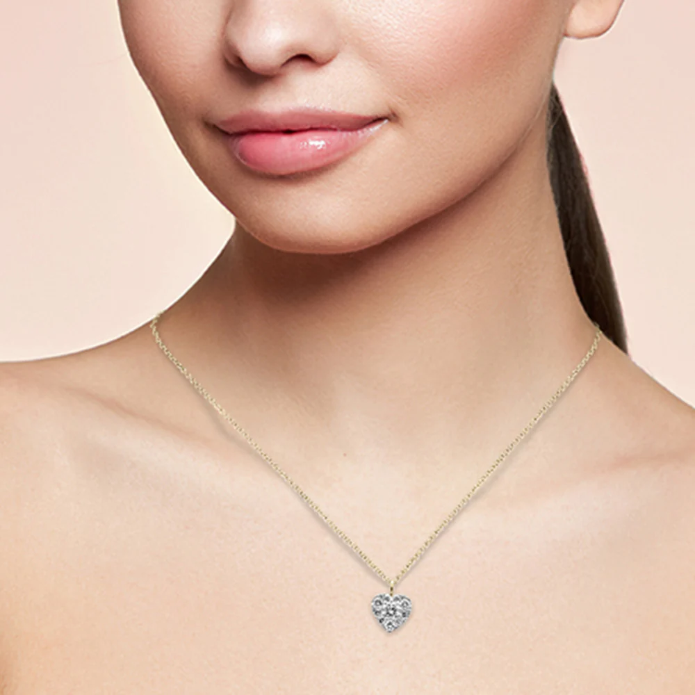 <span>DIAMOND CLOSEOUT! </span>.27ct G SI 14K Yellow Gold Diamond Heart Pendant Necklace - Image 2