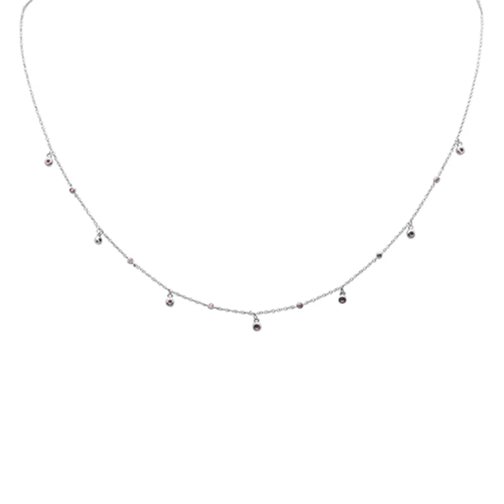 <span>DIAMOND CLOSEOUT! </span> .16ct G SI 14K White Gold Ruby Gemstone Pendant Necklace 18" Long