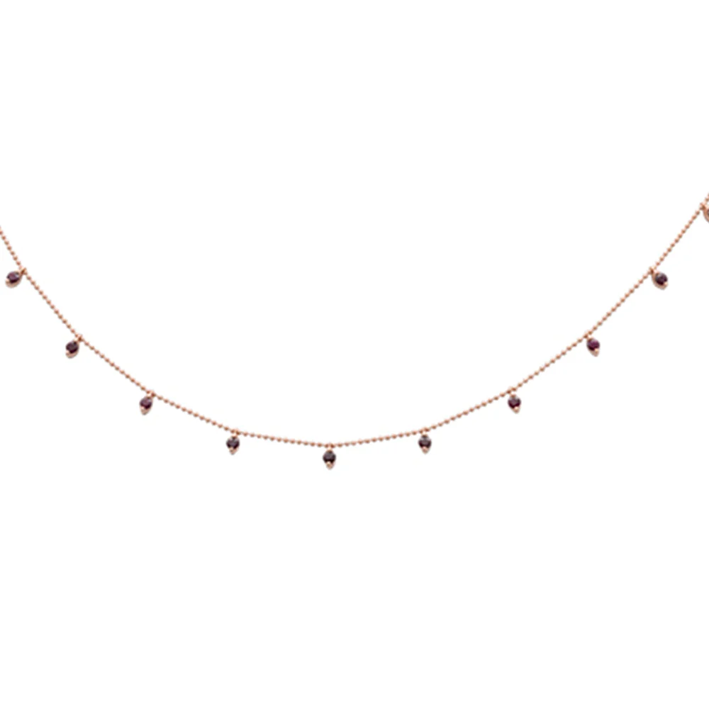 <span>GEMSTONE CLOSEOUT! </span> 1.03ct G SI 14K Rose Gold Ruby Gemstones Bead Style Chain Ruby Gemstone Pendant Necklace