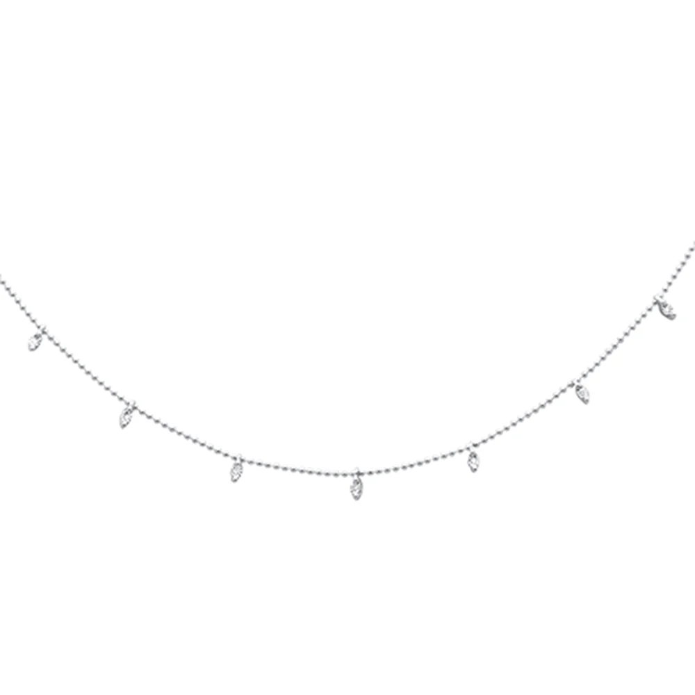 <span style="color:purple">SPECIAL!</span>.02ct G SI 14K White Gold Diamond Dangling Pendant Necklace 18" Long