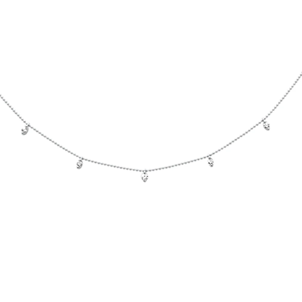 <span>DIAMOND CLOSEOUT! </span> .26ct G SI 14K White Gold Diamond Bead Style Drop Pendant Necklace