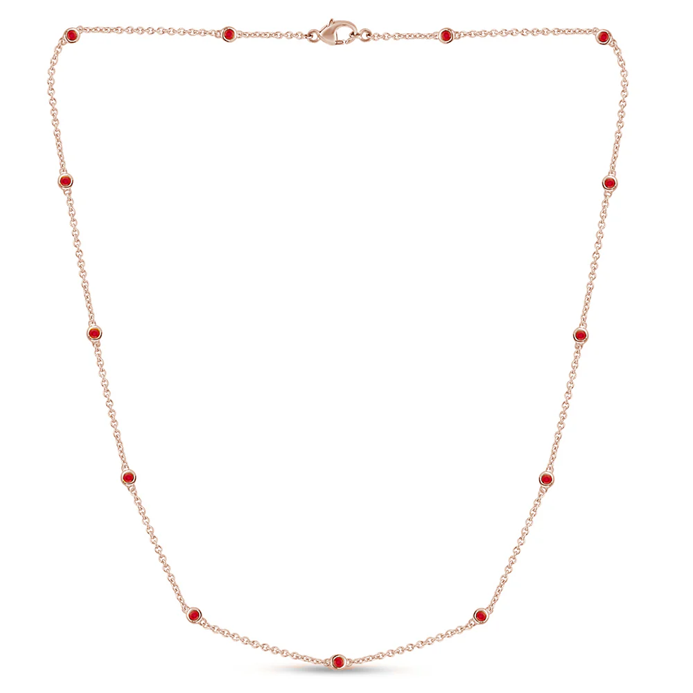 <span>GEMSTONE CLOSEOUT! </span> .55ct G SI 14K Rose Gold Natural Ruby Gemstone by the yard Pendant Necklace
