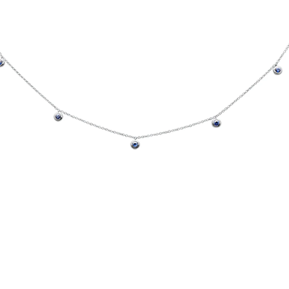 <span>GEMSTONE CLOSEOUT! </span> .36ct G SI 14K White Gold Blue Sapphire Pendant Necklace