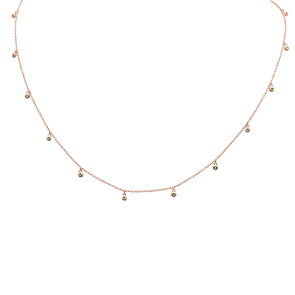 <span>DIAMOND CLOSEOUT! </span> .25ct G SI 14K Rose Gold Emerald Gemstones Pendant Necklace 18" Long