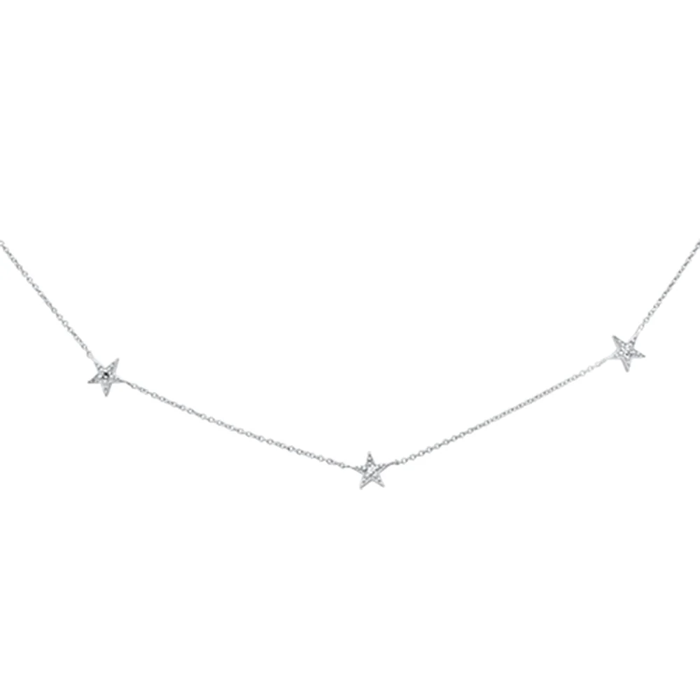 <span>DIAMOND CLOSEOUT! </span> .20ct G SI 14K White Gold Diamond Star Shaped By the Yard Chain Pendant Necklace 16+2" Ext Chain - Image 2