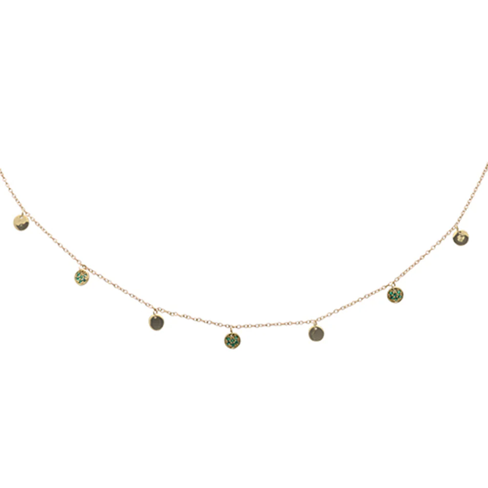 <span>DIAMOND CLOSEOUT! </span>.23cts G SI 14K Yellow Gold Emerald Gemstone Dangling Pendant Necklace 18" Long