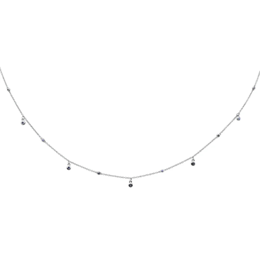 <span>DIAMOND CLOSEOUT! </span>.17cts G SI 14K White Gold Blue Sapphire Gemstone Pendant Necklace