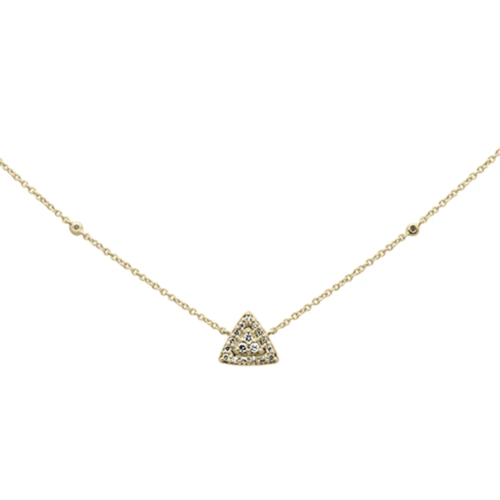 <span>DIAMOND CLOSEOUT! </span>.13ct G SI 14K Yellow Gold Diamond Triangle Shaped Pendant Necklace 18"