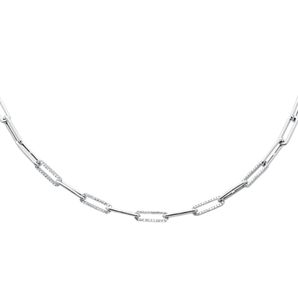 <span>DIAMOND CLOSEOUT! </span>.55ct G SI 14K White Gold Diamond Paperclip Pendant Necklace 16"