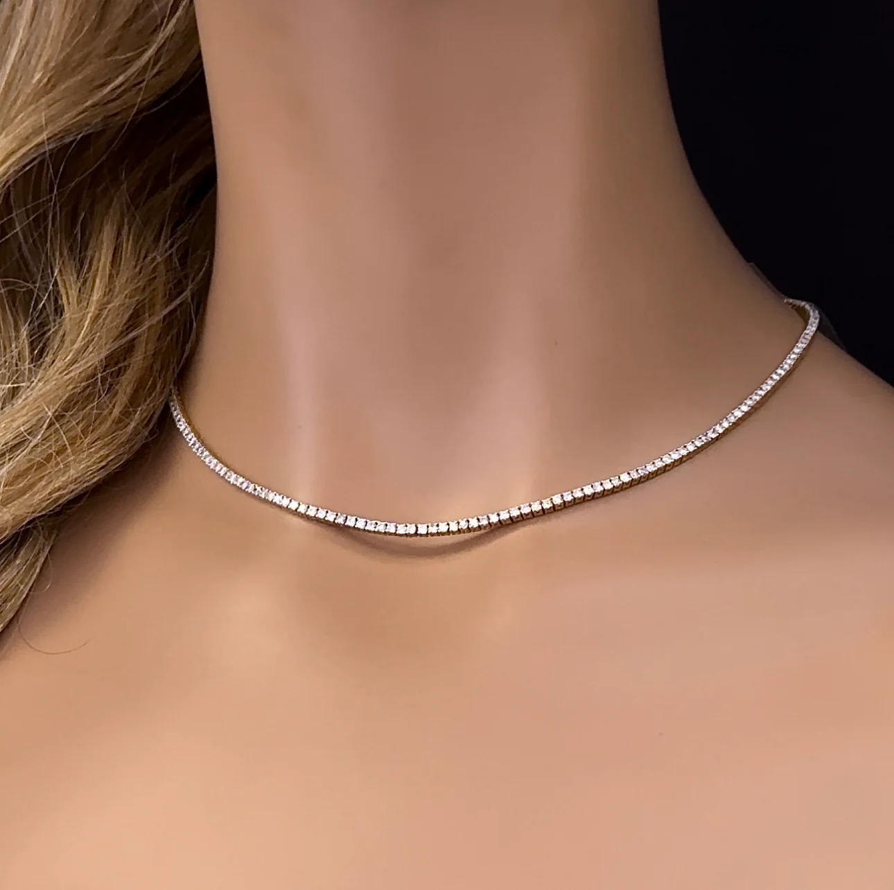 <span style="color:purple">SPECIAL!</span> 4.31ct G SI 14K White Gold Diamond Tennis Necklace 16" Long - Image 3