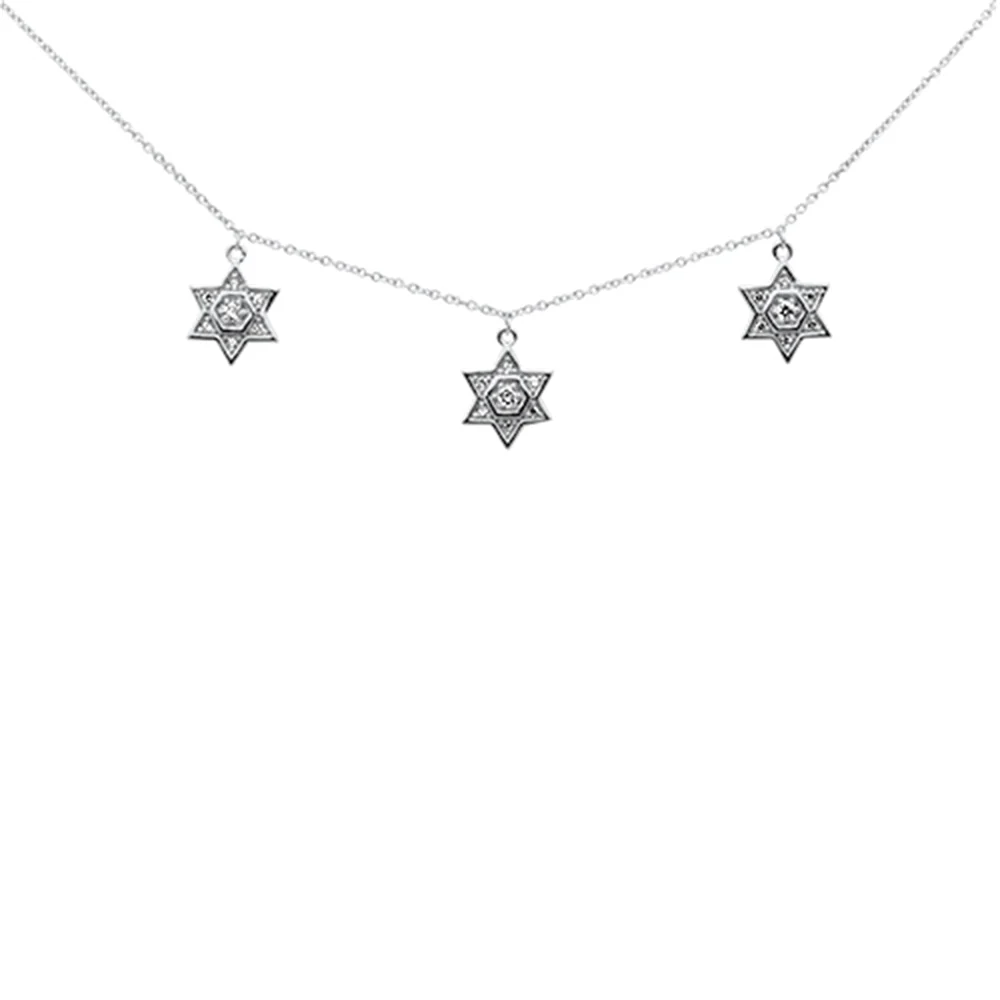 <span>DIAMOND CLOSEOUT! </span> .20ct G SI 14K White Gold Diamond Star of David Pendant Necklace 16+2" Ext